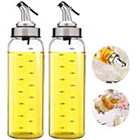 FARI Botella dispensadora de aceite de oliva - 500 ml botella de aceite de vidrio cruets sin goteo- recipiente de aceite…